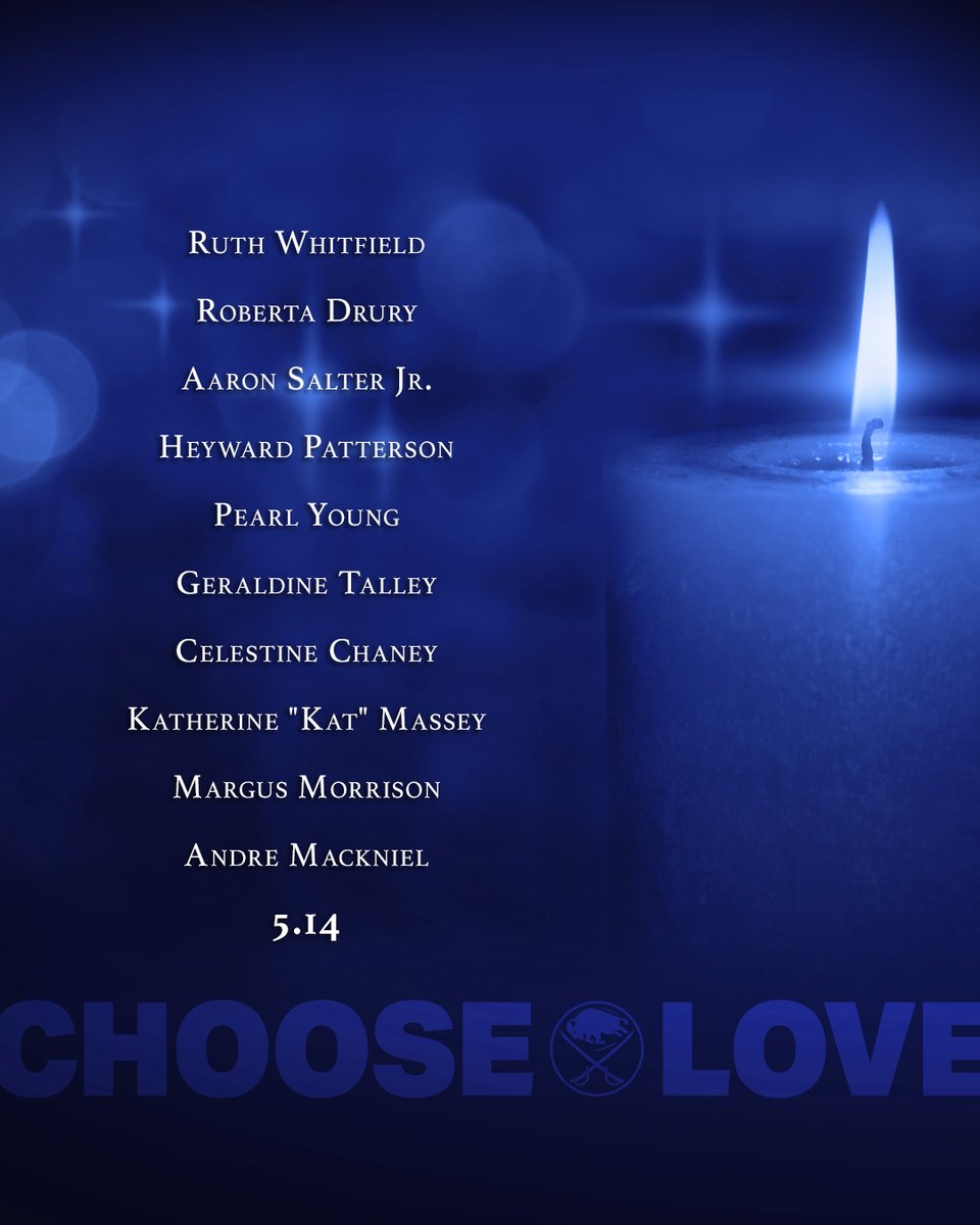 We remember and honor those who were taken from our Buffalo community two years ago today.

Stop hate.
End racism.
Choose love.

bufsabres.co/ChooseLove