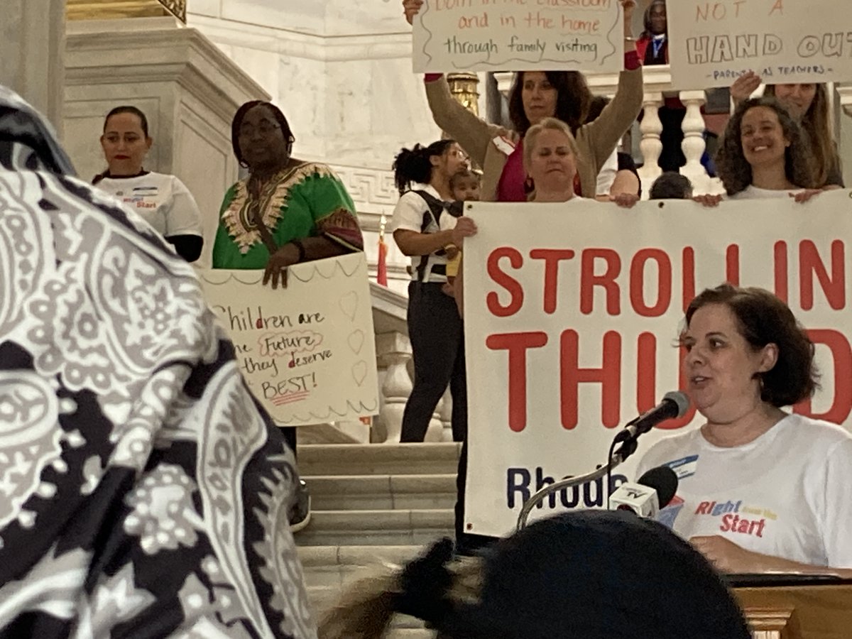 Last week @RIghtStartRI @RIAEYC as well as families and children marched onto the State House for #StrollingThunder to advocate for more funding for Early Childhood Education!