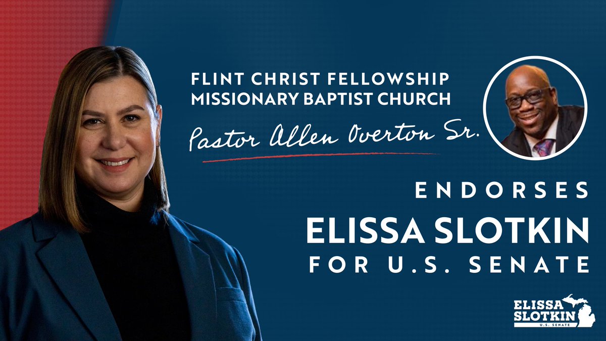 Thrilled to receive the endorsement of Pastor Allen Overton Sr. of the Christ Fellowship Missionary Baptist Church in Flint. Pastor Overton is a pillar of his community and his congregation, and it’s an honor to have him on Team Slotkin!