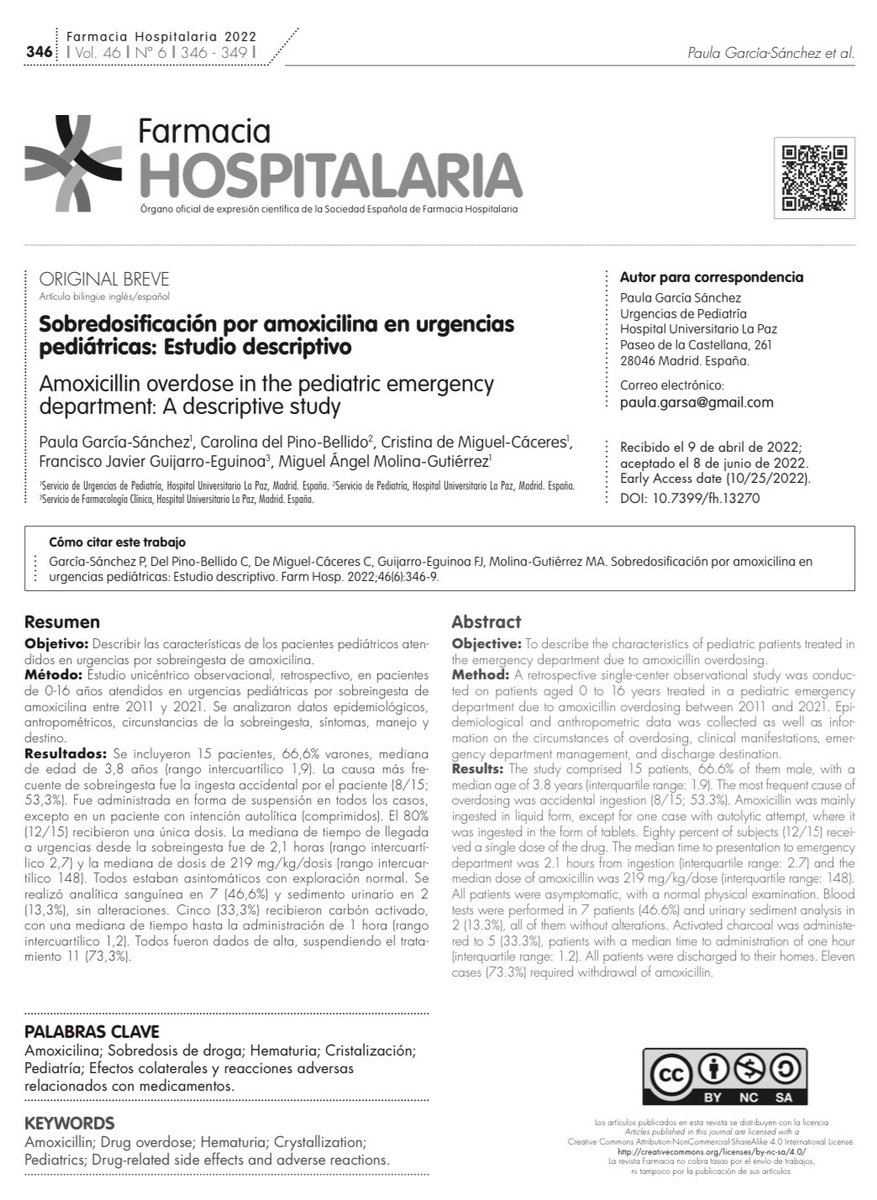 Causa mortalidad o daños orgánicos la sobredosis de amoxicilina en pacientes pediátricos ?
Vía @sefh_ 
revistafarmaciahospitalaria.es/index.php?p=re…