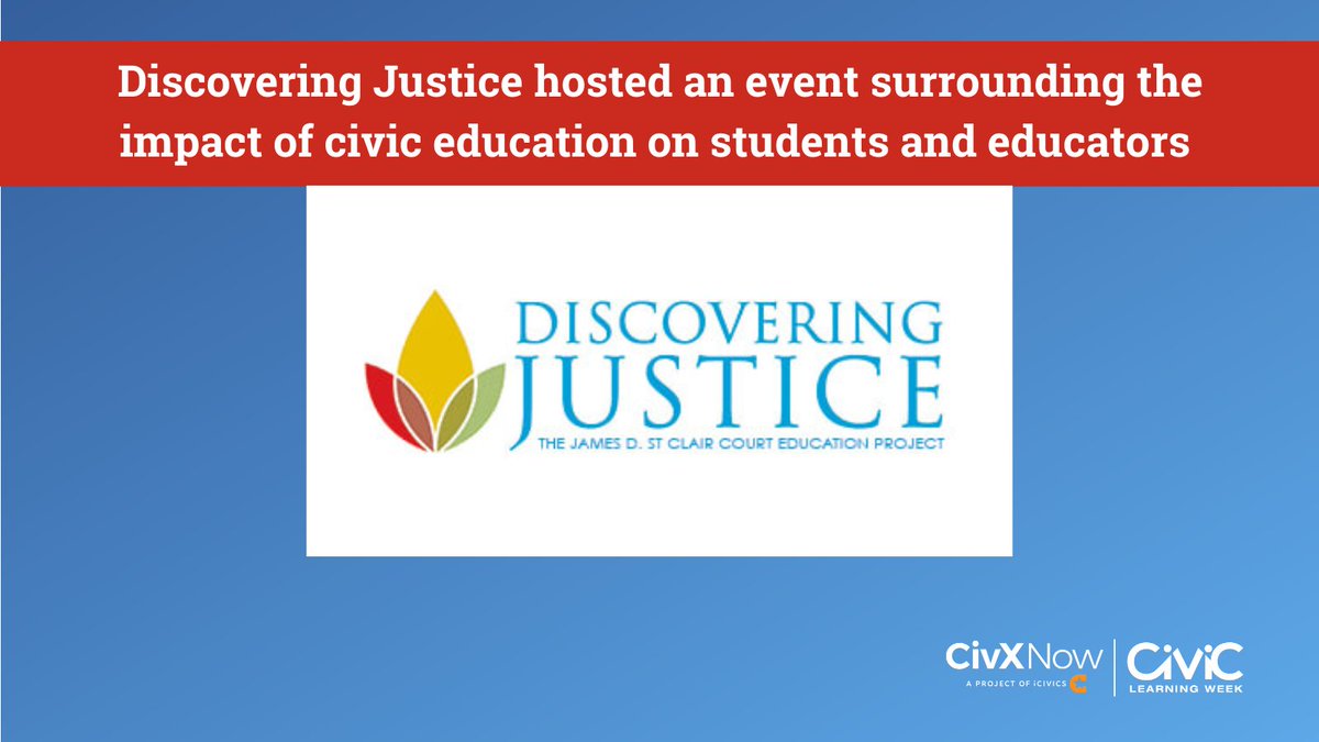 Our partner @DJCivics hosted a #CivicLearningWeek event highlighting the importance and impact of civic education on educators and students. Thank you for your dedication to the movement!