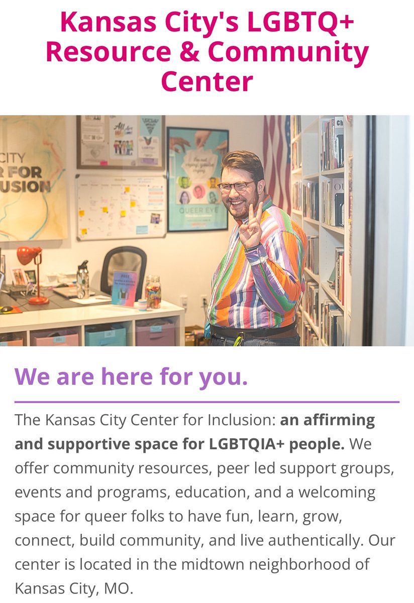 jcmack03's tweet image. In honor of @buttkicker7’s awful speech I donated to the Kansas City Center for Inclusion, an affirming &amp;amp; supportive space for LGBTQIA+ people. I encourage you to do the same if you’re so inclined to show what kind of community Kansas City really is.

🔗: inclusivekc.org/donate