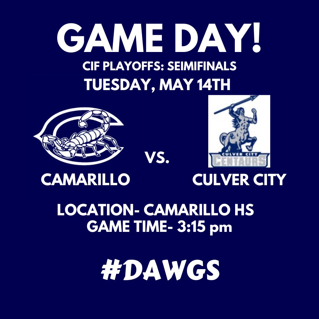GAME DAY! 

The Scorps host Culver City HS in the CIF Semifinals! Game time is set for 3:15! 

Come out and support your Scorps! We want to see 🫵🏼 there! 

#DAWGS #STING