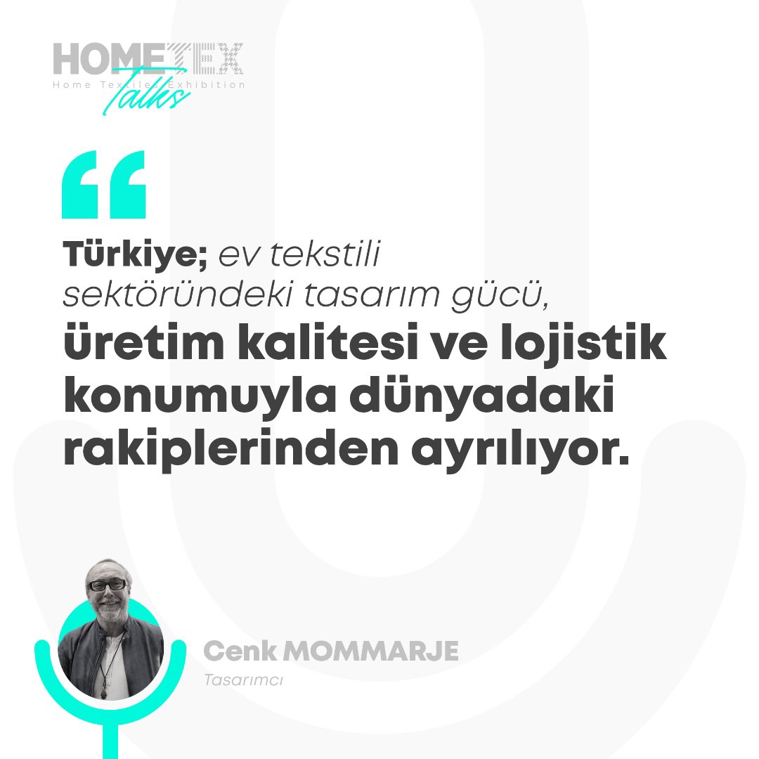 Let’s talk about the industry at HOMETEX TALKS! 📣 Check out the enjoyable interview we conducted with Designer Cenk Mommarje for textile enthusiasts. Link: hometex.com.tr/en/sectoral-in… 🗓21-25 May, 2024 📍Istanbul Expo Center, Yesilkoy, Turkiye @kfafuarcilik @tetsiad +++