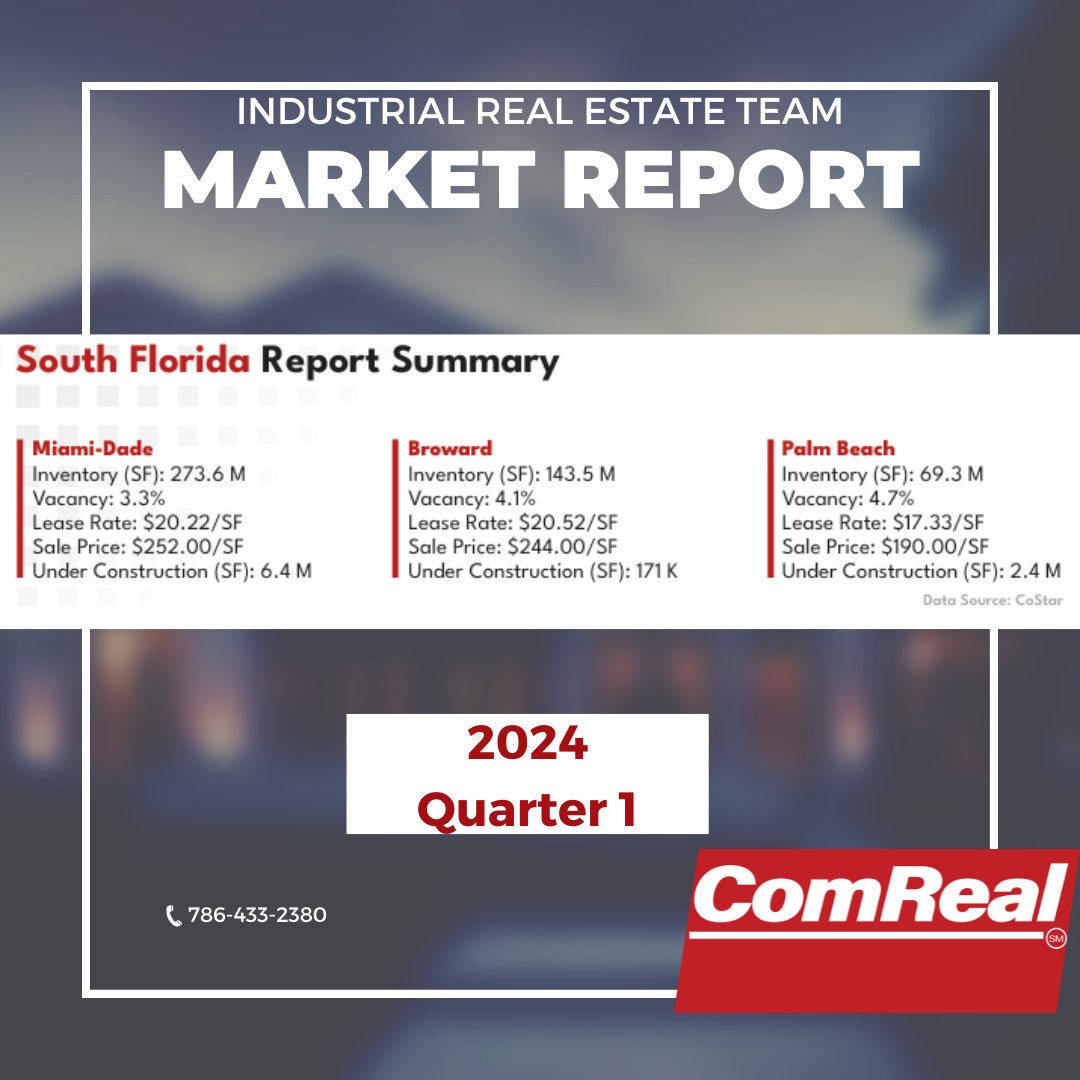 The #IndustrialRealEstate #MarketReport for Q1 2024 is available for download! Stay ahead of the curve - Download your copy today and stay informed about the evolving industrial real estate market.

➡️ warehousesmarket.com/market-report 

#RETwit #Q1Trends  #SouthFloridaRealEstate