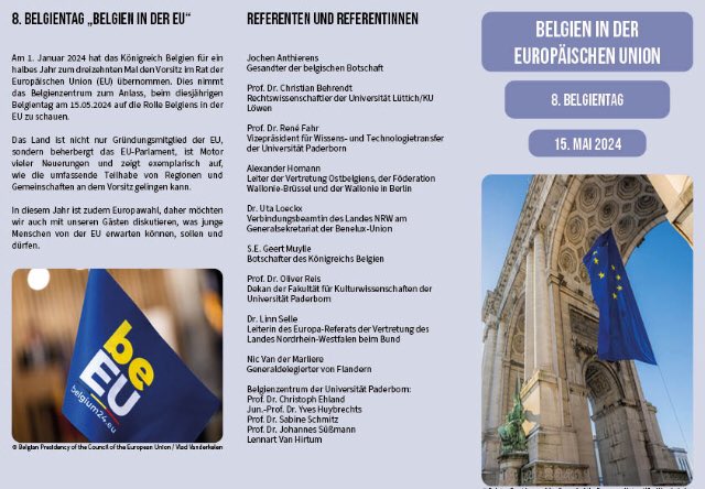 8. Belgientag 15.05.2024 an der Universität Paderborn 

Morgen ist es soweit! Der 8. Belgientag steht kurz vor der Tür. Sie sind alle herzlich eingeladen!
 #belgientag #belgien #universitätpaderborn #upb #europa