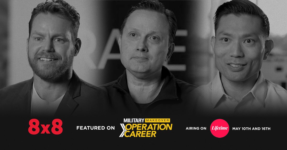 As a veteran-led organization, we partnered with #MilitaryMakeoverOperationCareer to share the stories of 8x8's military veterans & showcase the positive qualities/contributions vets bring to the workplace. Watch on @LifetimeTV on May 16 at 7:30 am ET/PT: bit.ly/3UZYFMk