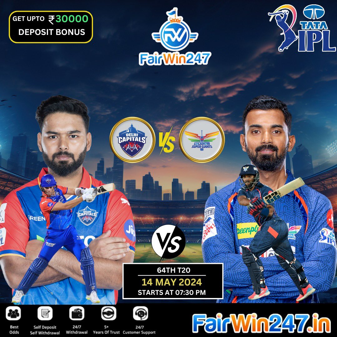 The Last Chance for DC and LSG Who Will Win? Place Your Bets👉🏻 bit.ly/Fairwin247 ▪️Toss ▪️Match Odds ▪️Runline/Fancy ▪️Cash Out ▪️24/7 Deposit/Withdraws Join Now👉🏻 bit.ly/Fairwin247 Play Now and Win Big! #DCvLSG #DCvsLSG #LSGvsDC #IPL2024 #TATAIPL2024