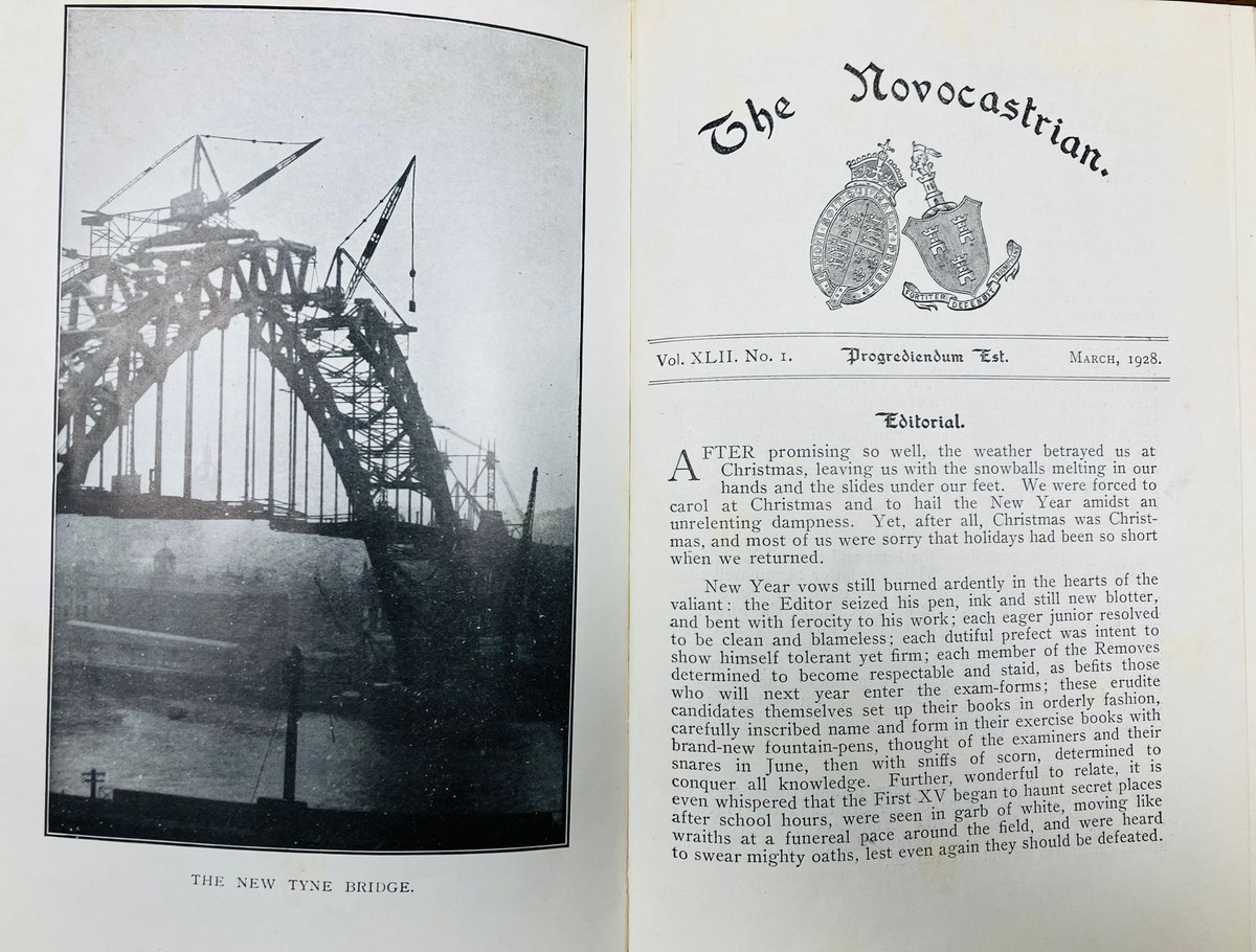 With the #TyneBridge restoration underway, check out this photo of it being built in 1928, published in our student magazine Novo! It must have been amazing to see it brand new #NewcastleuponTyne @RGSNewcastle