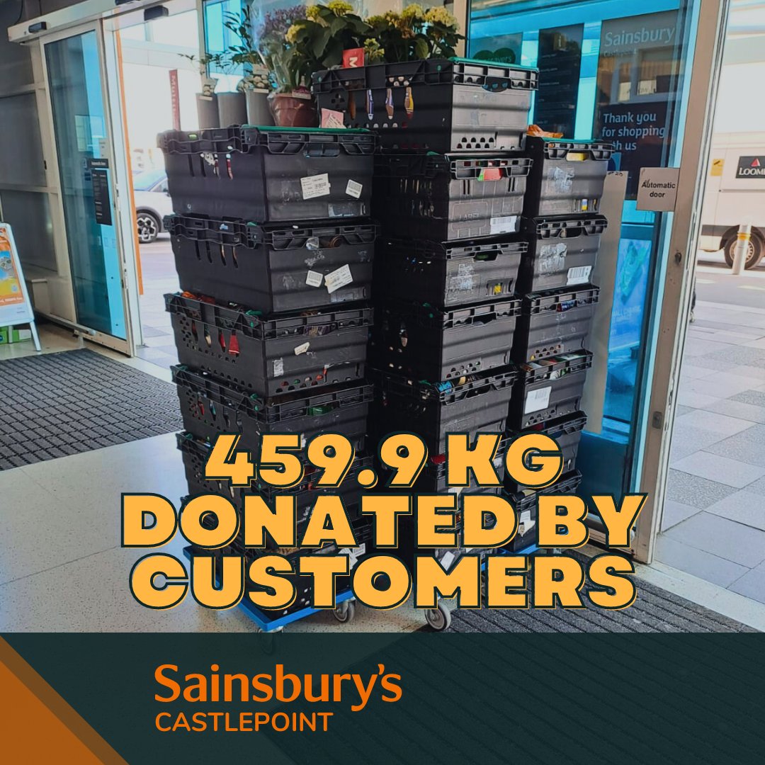 Your donations from Sainsbury's Castlepoint are in! 🎉 Last week, we gathered an incredible 459.9 kg of food, thanks to your generosity. Every kilogram represents a meal for someone in need in our community, and your support makes a real difference. We are deeply grateful for
