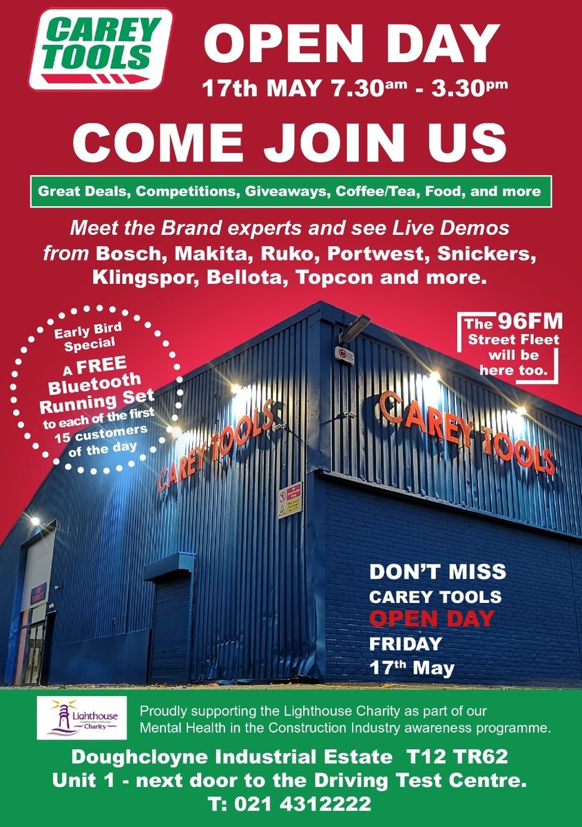 This Friday 17th of May, come along to our Massive Open Day from 7.30am to 3.30pm...we will have live demos and specials on a huge range of tools and gardening... Don't miss these crazy offers while stocks last 🤯