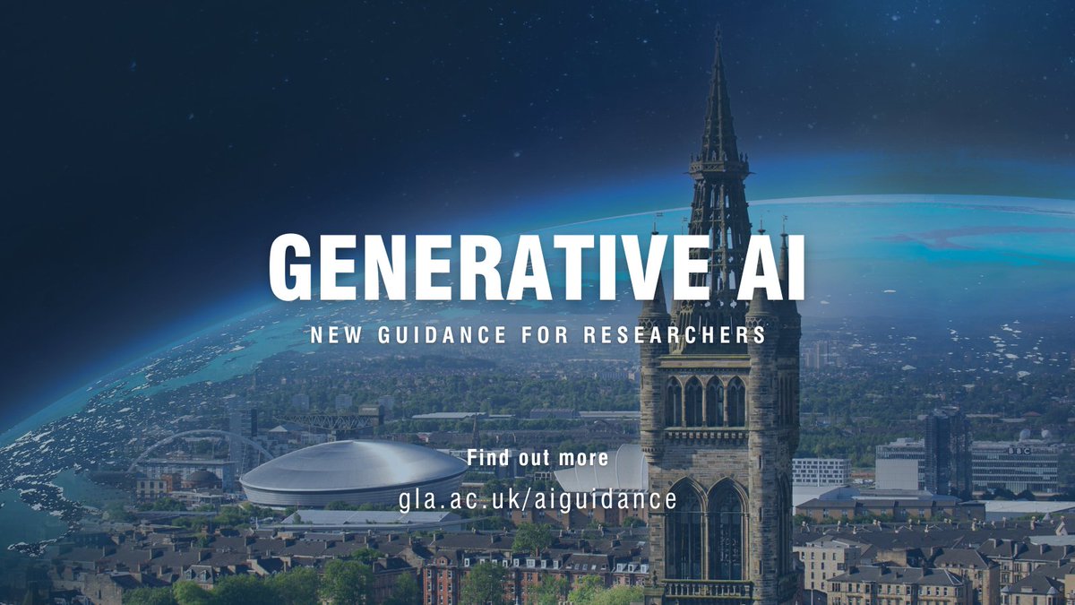 The University has published new Guidance for the use of generative AI in research. The principles apply to all staff, students, and researchers at the University. ➡️Find it at gla.ac.uk/aiguidance #GenerativeAI #AIGuidance #ResearchPolicy