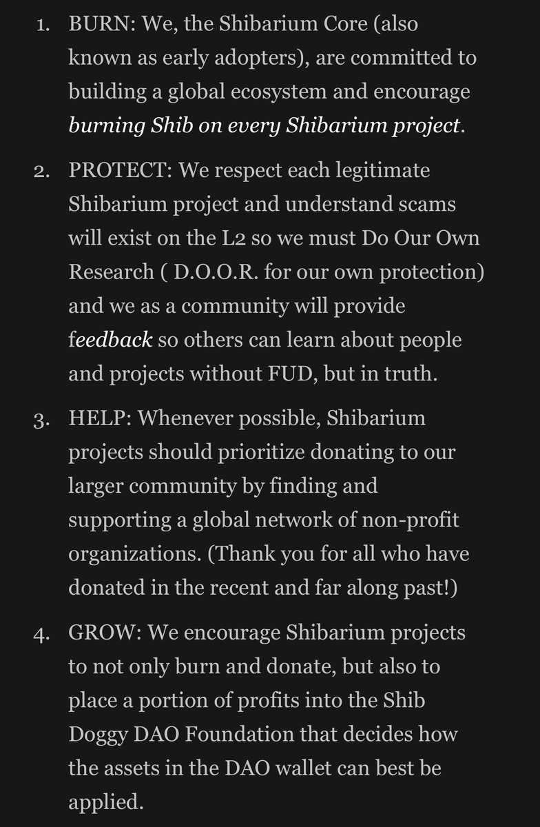 #Shibarium Common Values
 ( $SHIB $BONE $LEASH ) by @ShytoshiKusama 
“To achieve this, I call upon all who want to help bring this potential future to fruition. While I will be outlining my thoughts on how we can become more unified than ever during the Shibarium Beta testing,…