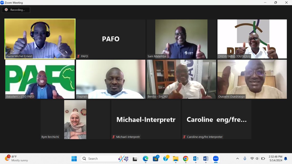 pafo_africa's tweet image. &quot;Representatives from @pafo_africa 5 networks - @EAFFinfo @PROPACinfos @roppainfo #sacau #umnagri, actively engaging in the 3rd virtual #organizationaldevelopment, led by @AHA_agrar . 
Interactive discussions, presentations &amp;amp;  collaborative sessions driving #positivechange.