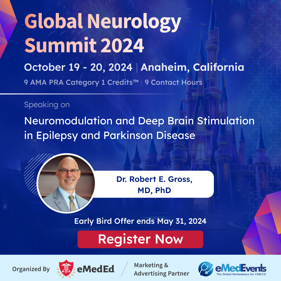 Curious about Deep Brain Stimulation? Join Dr. Robert Gross, MD, PhD as he discusses its impact on treating Epilepsy and Parkinson's Disease. Register Now : bit.ly/3IIsZnW #Neuromodulation #Epilepsy #ParkinsonDisease #emedevents #globalCME #CME #medicaleducation