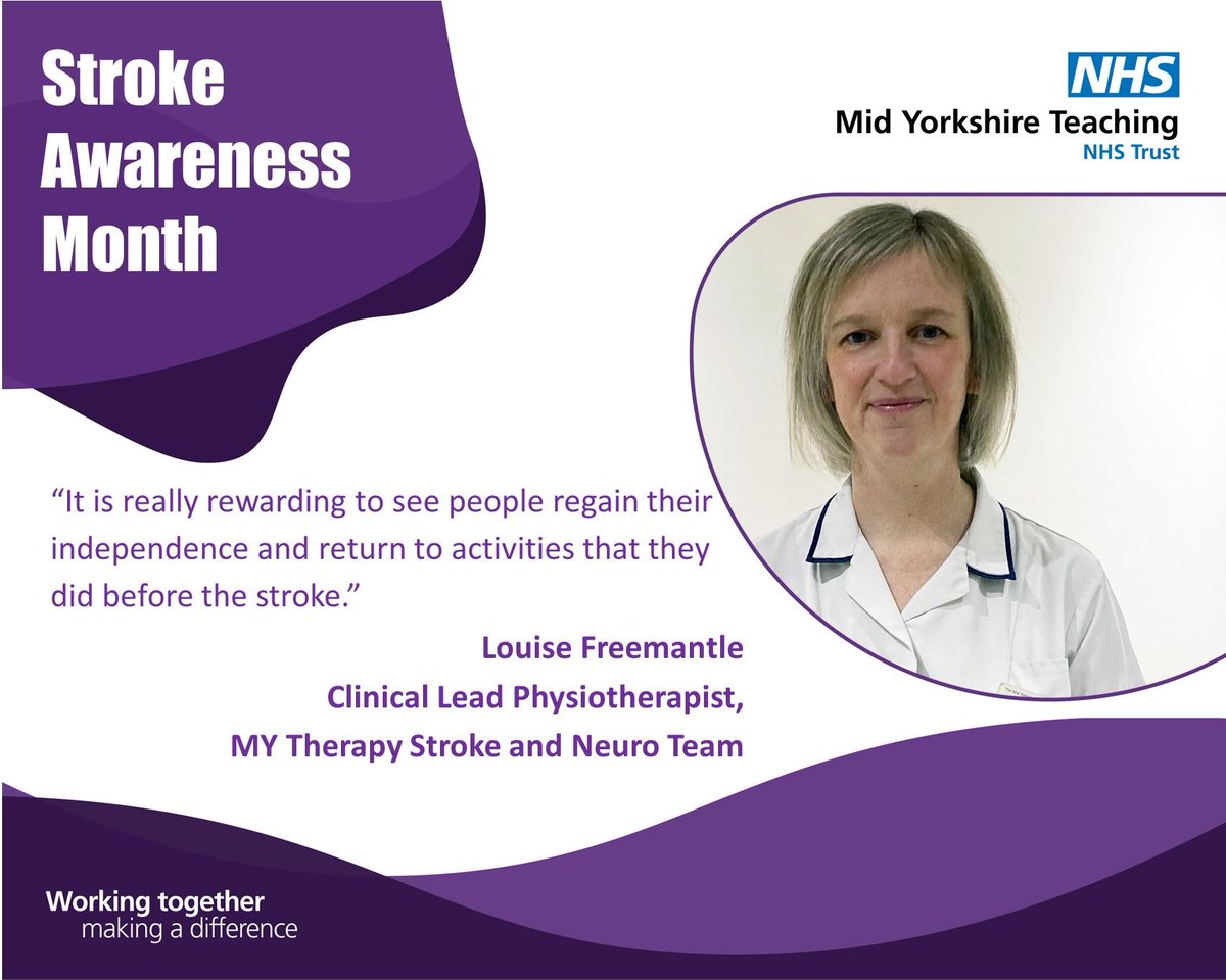 As part of #StrokeAwarenessMonth we are showcasing some of the staff that work with patients as they recovery from stroke. Today we hear from Louise Freemantle, the Clinical Lead Physiotherapist for the MY Therapy Stroke and Neuro Team. Read more here: bit.ly/3WNc5MS