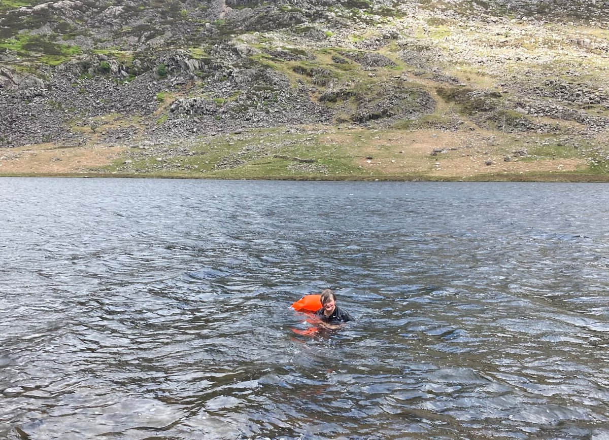 So lovely to be swimming again. Just a little one across the lake and back at lunchtime today, from the first parking bay after Ogwen Cottage, Pen yr Ole Wen in the background. 😊 Happiness is…. a good lake swim in beautiful Eryri