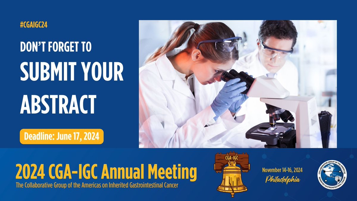 🔔 There is a little over 1 month left until the abstract submission deadline for #CGAIGC24! Share your most recent research with us by June 17 for inclusion in the scientific program. Learn more 🔗 bit.ly/3VEPyl5