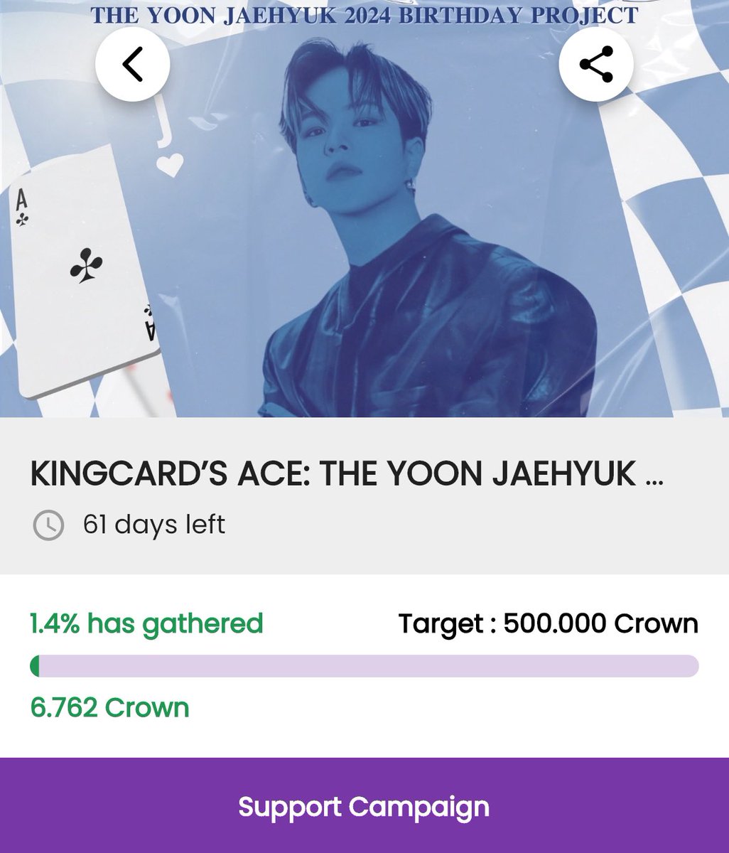 [🗳️] QUEERI FAN SUPPORT 🎯 6.762/500000 crowns 61 DAYS LEFT! You may watch ads and convert it to gold crowns or donate any amount to our @YJFSFunds! Let’s reach our goals for Jaehyuk. ALL IN FOR JAEHYUK #YOONJAEHYUK #윤재혁 #ユンジェヒョク @treasuremembers