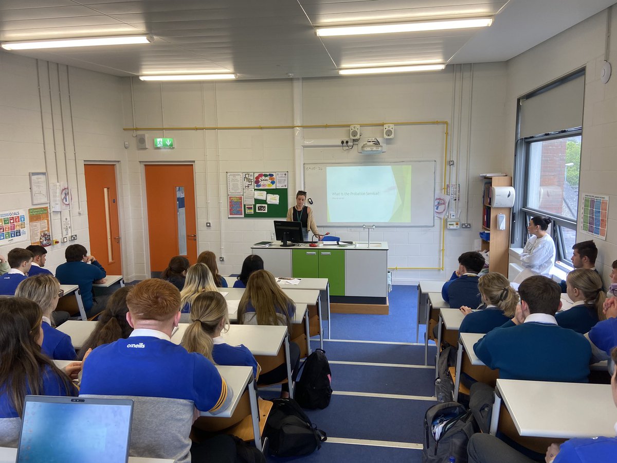 Fantastic morning in <a href="/colaisteabbain/">Coláiste Abbáin Secondary School</a> in Adamstown, Co. Wexford. Talking all things Probation and Social Work with an engaging group of 4th and 5th year students. A career talk I wish I had as a student preparing for life after school. <a href="/probation_irl/">Probation Service</a>