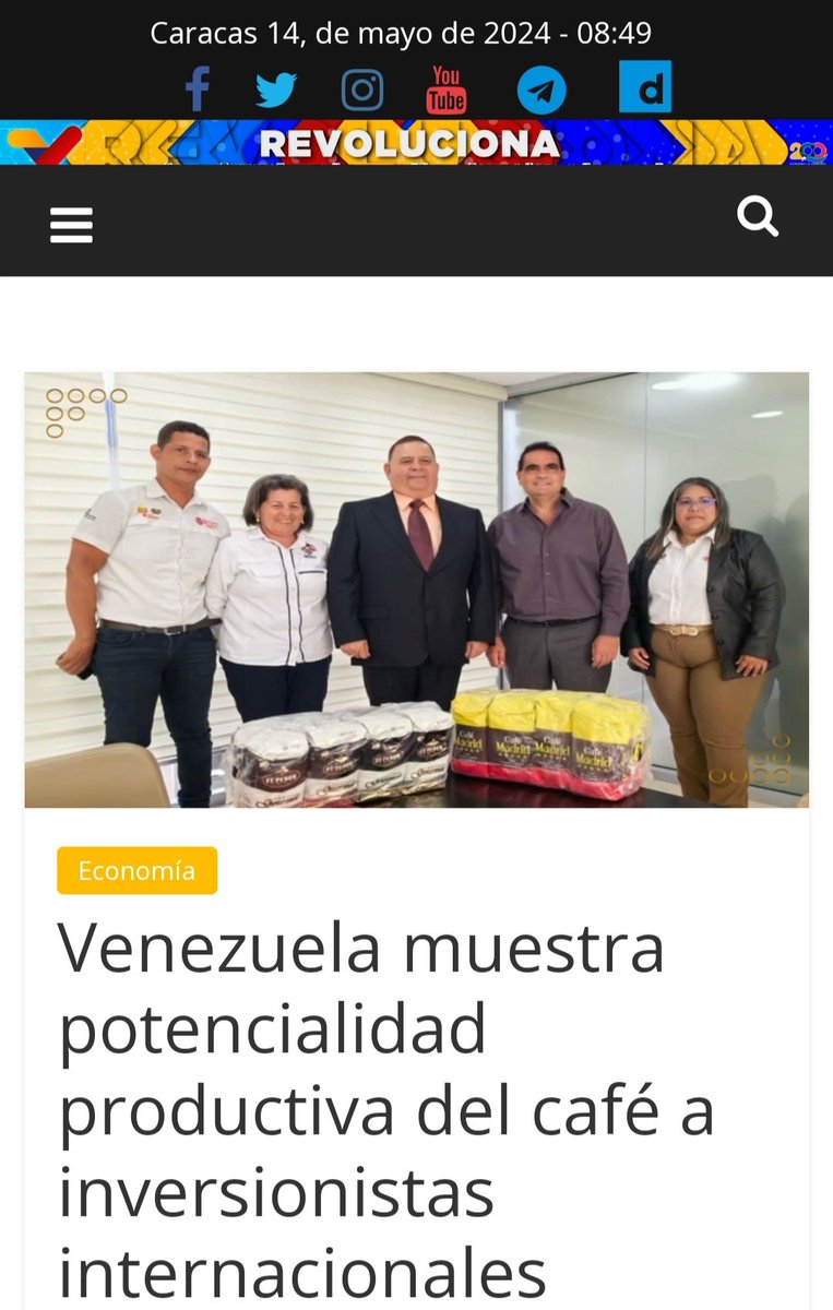 Venezuela muestra potencialidad productiva del café a inversionistas🌐 Confirmado en reunión de presidente del Centro Internacional de Inversión Productiva @CiipVen, Alex Saab, @AlexNSaab, y Presidente de Corporación Venezolana del Café (CVC), Alfredo Mora vtv.gob.ve/venezuela-mues…