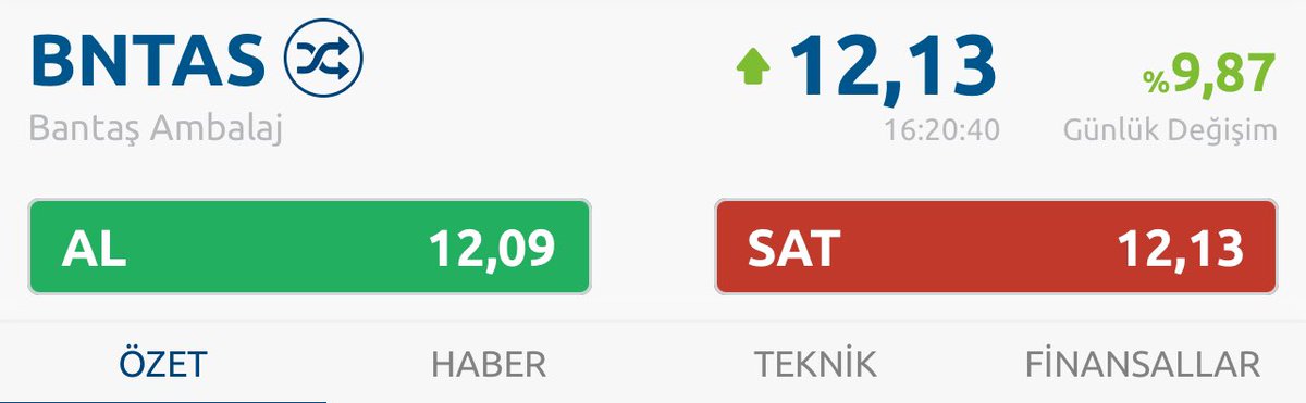 Güzel karşılama için teşekkürler #bntas 😎 dünden bugüne %10 :) bereketli olsun