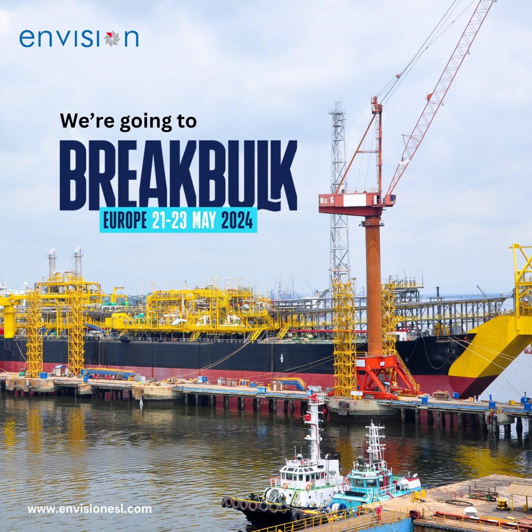 Envisionesl's tweet image. We'll be at Breakbulk Europe (May 21-23).
Let's discuss the future of breakbulk and navigate the exciting seas together!
#EnvisionESL #SimplifyingComplexity #BreakbulkEurope2024 #SeaportITLeaders #FutureofSeaports #BreakbulkNetworking #SeaportCollaboration