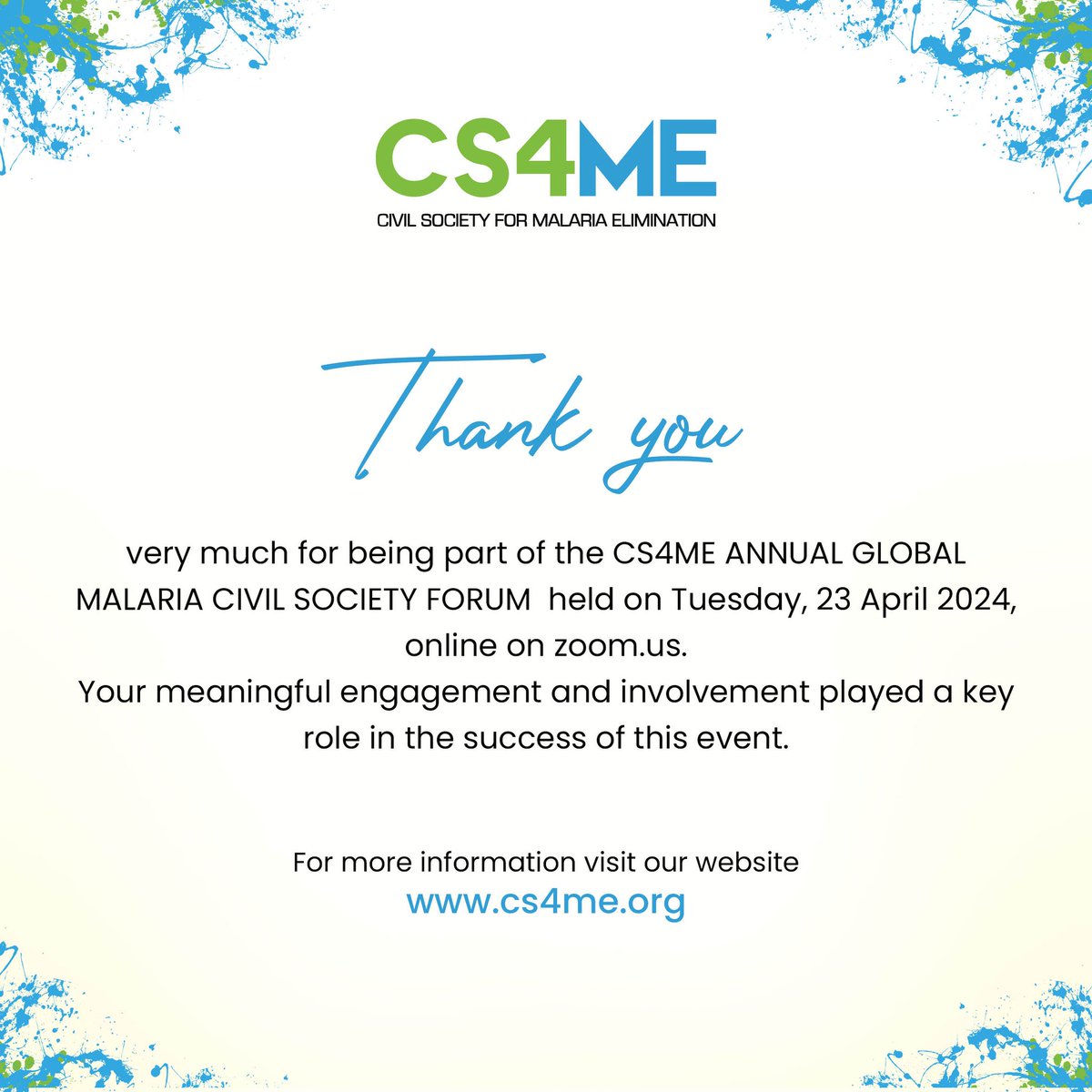 👏👏Thank you to everyone who attended this year #CS4ME Annual Forum and made it a success.

🎦 In case you missed it, you can replay the entire forum here: cs4me.org/webinars-tools…

#EndMalaria