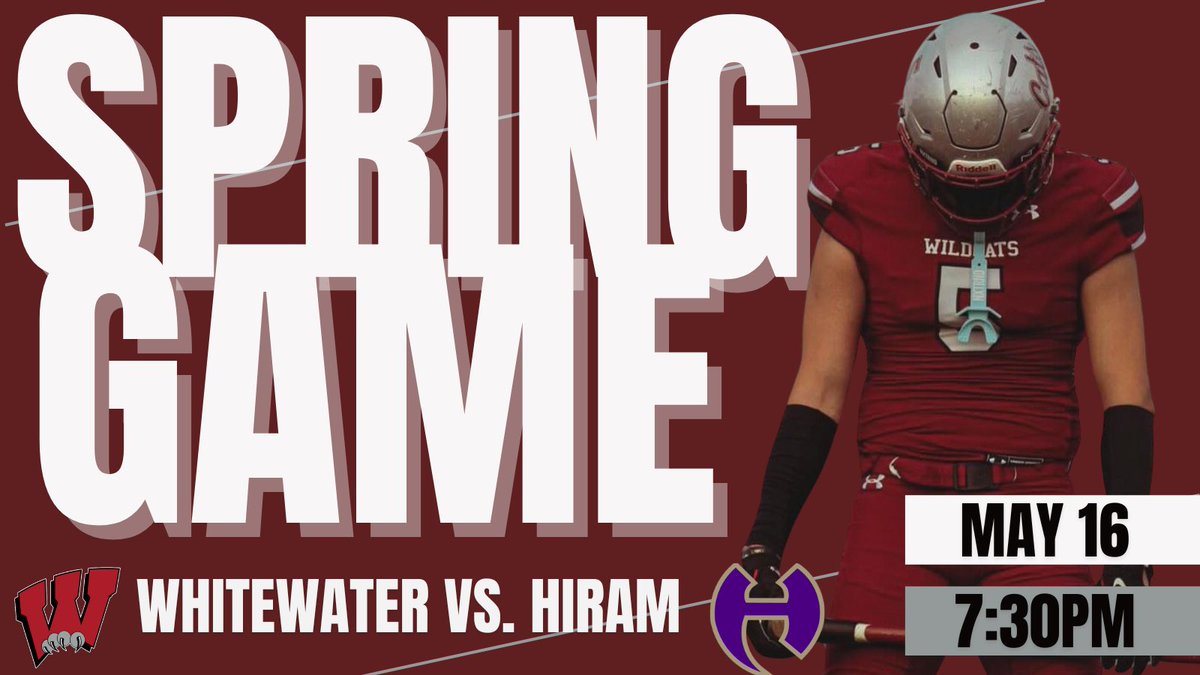This THURSDAY NIGHT. Whitewater hosts Hiram in the spring game. Kickoff is 7:30pm and tickets are available exclusively on GoFan. #TheWildcatway