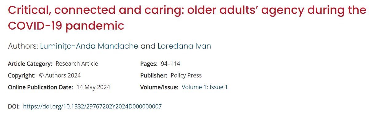 New study shows that during the #COVID-19 lockdown in #Romania, older adults showed agency, critiquing restrictive measures while understanding their necessity. They used technology & expressed empathy for others, challenging stereotypes of passivity. doi.org/10.1332/297672…