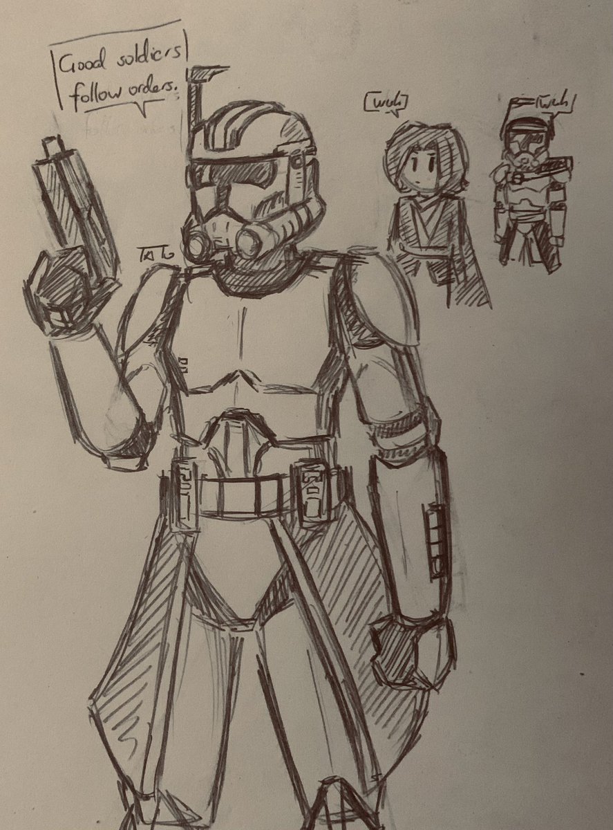 135 - Clone Trooper Officer

I love CLONES
I must perfect drawing them normally so I can... draw them regularly!

Anyway here's one based on that one Lego Star Wars 501st Clone Officer from 2023. Featuring Not-Bly and a random Jedi.