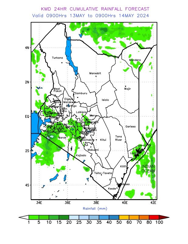 Check out today's weather forecast from @meteokenya. Stay informed
