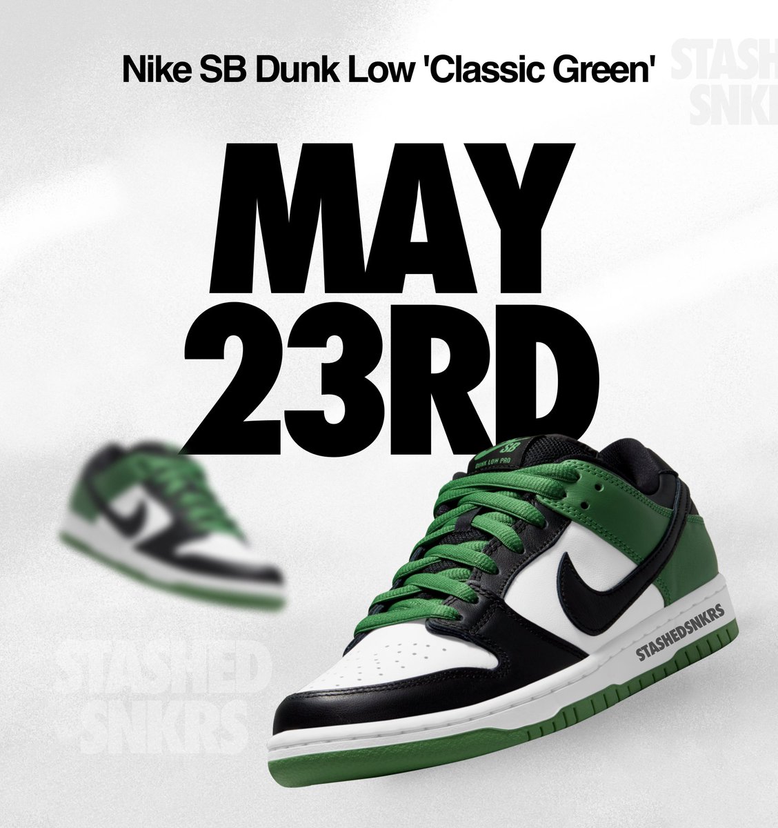 JUST LOADED: Nike SB Dunk Low 'Classic Green' 🍀 Restocking May 23rd on the SNKRS App 🇪🇺🇬🇧