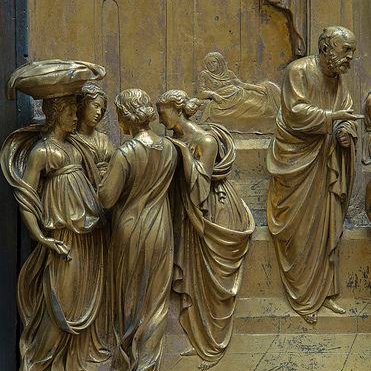 Ghiberti Lorenzo (1378-1455) - Baptisterio de Florencia ' Las Puertas del Paraíso' (detalle de la historia de Jacob y Esaú) #arte