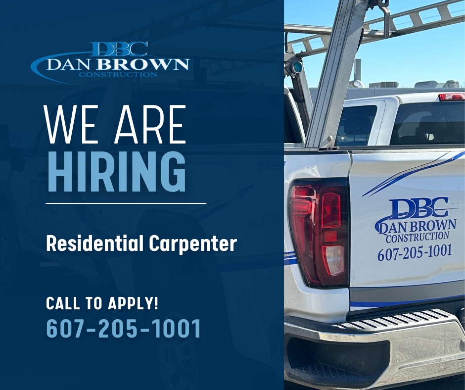 Hiring immediately‼️

An experienced Residential Carpenter for immediate hire. We offer competitive pay and benefits. Call Cathy at 607-205-1001 to schedule an interview.

#nowhiring #carpenter #Established #DanBrownConstruction #endicottny #endwellny #binghamtonny #vestalny