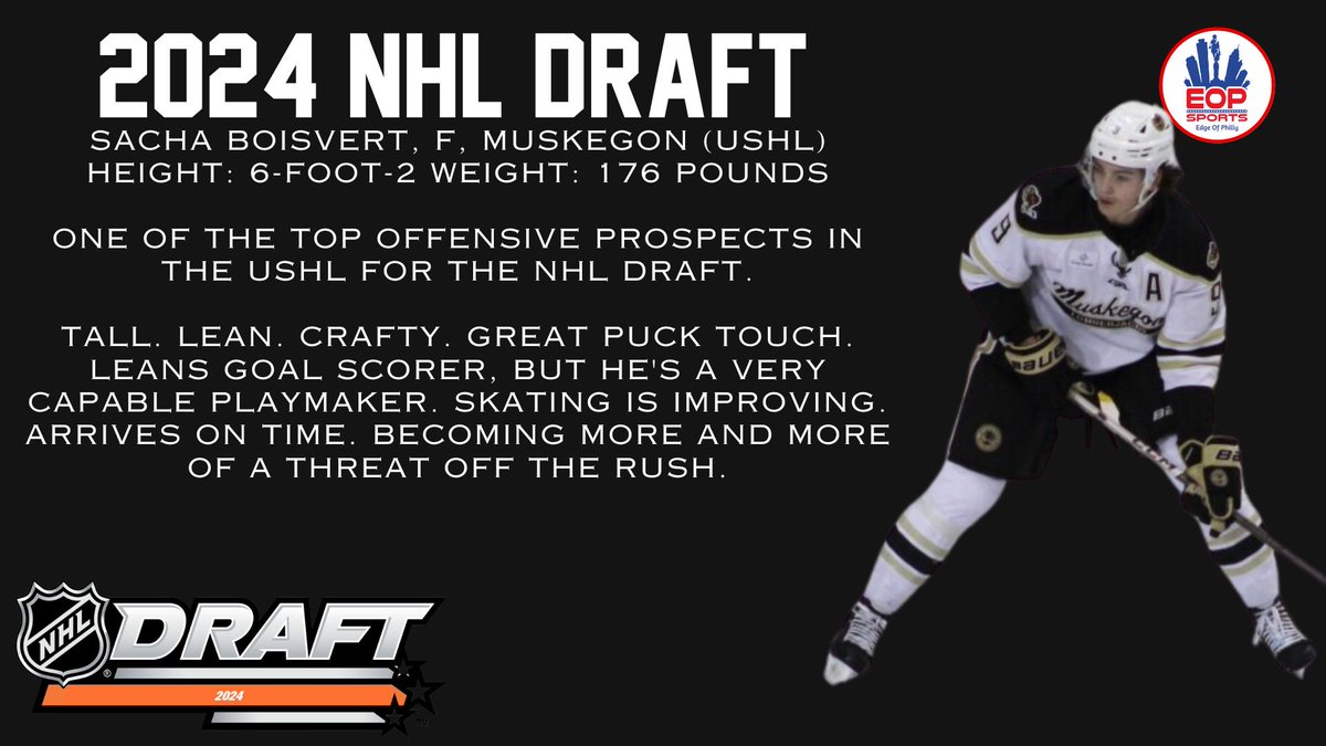 Boisvert had an impressive rookie campaign in the USHL, finishing sixth in rookie scoring with 45 points. He has great awareness and strong goal-scoring abilities.

#SachaBoisvert | #2024NHLDraft |
