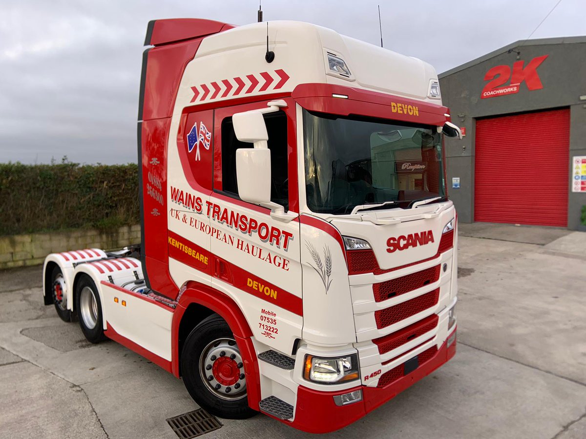 Colour code and sign write on this <a href="/ScaniaUK/">Scania UK</a> R450 for Wains Transport