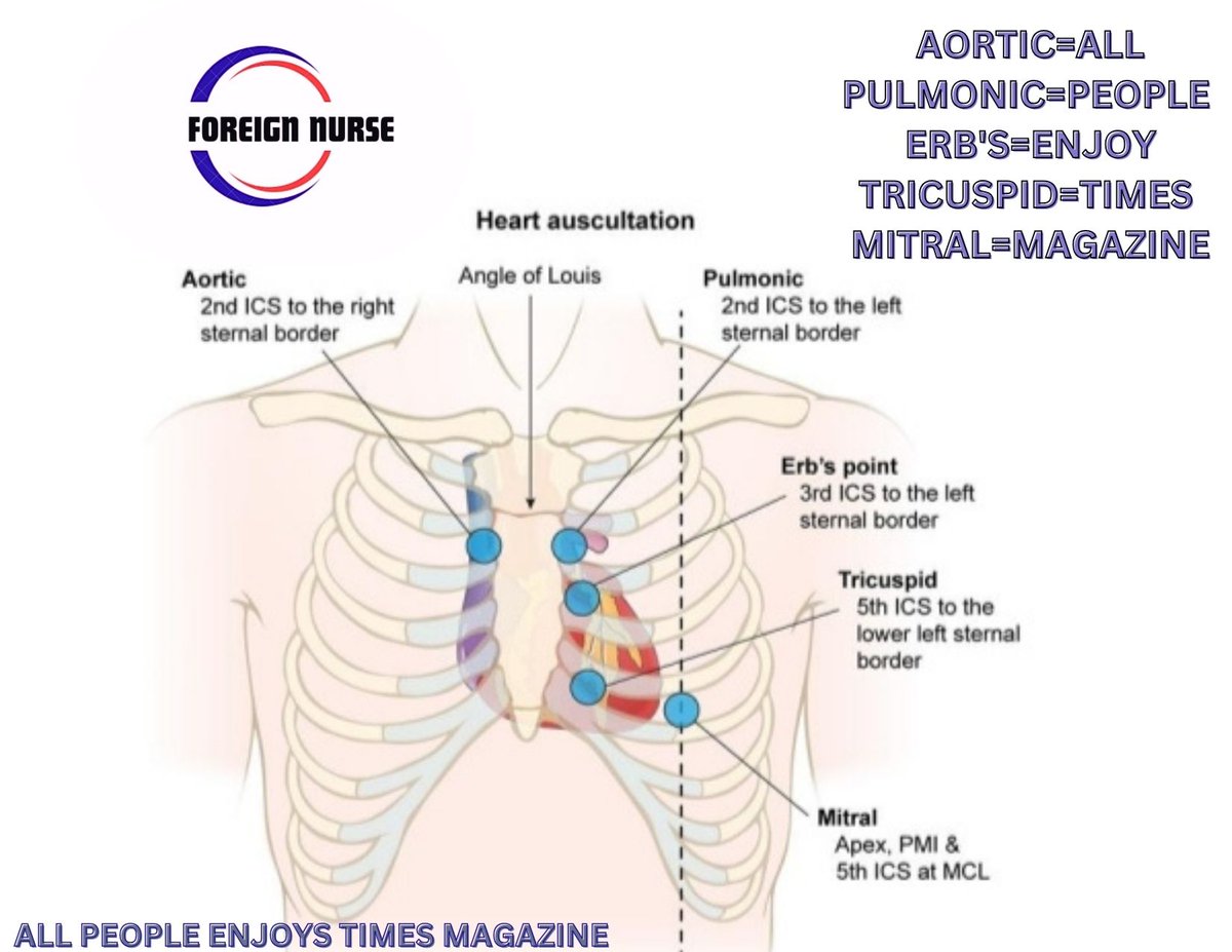 Did you know you can remember heart auscultation point using 'All People Enjoy Times Magazine'? #nclexreview #nclexprepartion #nclexstudying #foreignnurse #usrn🇺🇸 #nclexsurepass #nclexreviw #nclexmadeeasy #nursing #International #nclexpass #NCLEX #NCLEX_RN #nclexrn #nclexprep