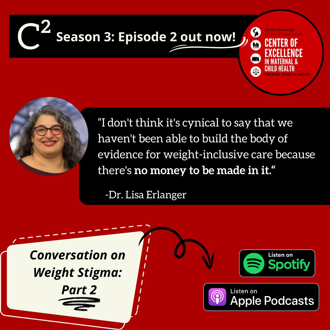 The newest episode of C2 is out now 🎧💬! We continue our weight stigma chat with Dr. Lisa Erlanger in the 2nd episode of this series where we talk about diet culture, profitability, and weight inclusive primary care.

Check out the episode here: bit.ly/C2Podcast_BUSP…