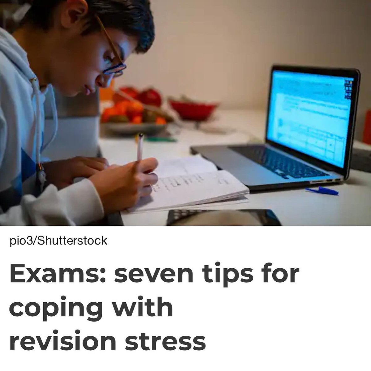 I wrote about 7 (evidence-based) ways you can look after your wellbeing during exam time for <a href="/ConversationUK/">The Conversation</a> 

theconversation.com/exams-seven-ti…

You are not expected to spend every waking minute working!
Rest &amp; time away from revision is shown to actually improve academic achievement.