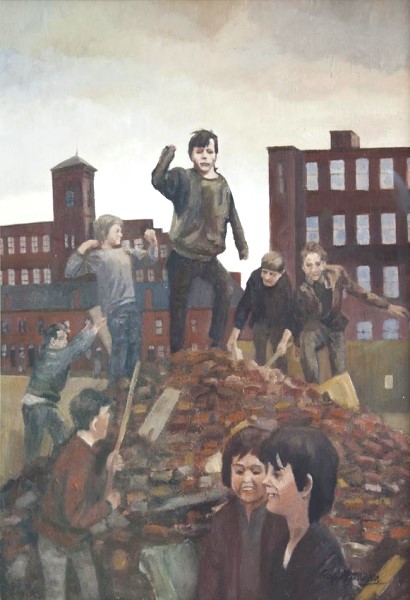 Roger Hampson. Bolton kids playin' in the rubble. They all look happy. 🤔 I wonder why?