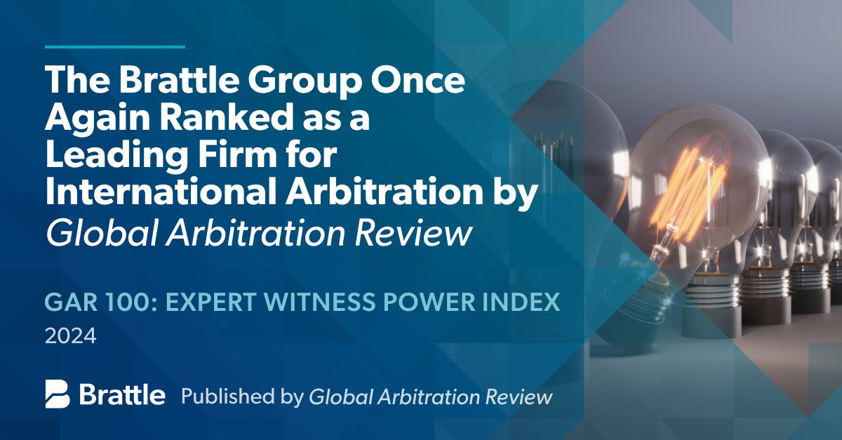 Brattle has once again been named to the @GARalerts “GAR 100: Expert Witness Power Index.” bit.ly/3yiVabb #internationalarbitration