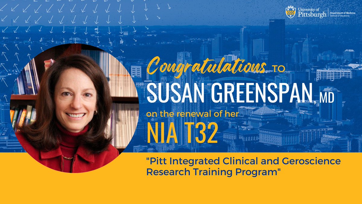 PittDeptofMed (@pittdeptofmed) on Twitter photo Congratulations to Dr. Susan Greenspan on the renewal of her <a href="/NIHAging/">The National Institute on Aging (NIA)</a> T32: "Pitt Integrated Clinical and Geroscience Research Training Program!" 🎉🎊🎉 Congratulations to Dr. Susan Greenspan on the renewal of her <a href="/NIHAging/">The National Institute on Aging (NIA)</a> T32: "Pitt Integrated Clinical and Geroscience Research Training Program!" 🎉🎊🎉