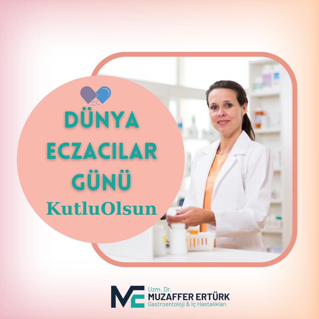 Dünya Eczacılar Günü Kutlu Olsun.
#eczacı #eczane #eczacılargünü #drmuzafferertürk #drmuzaffererturk