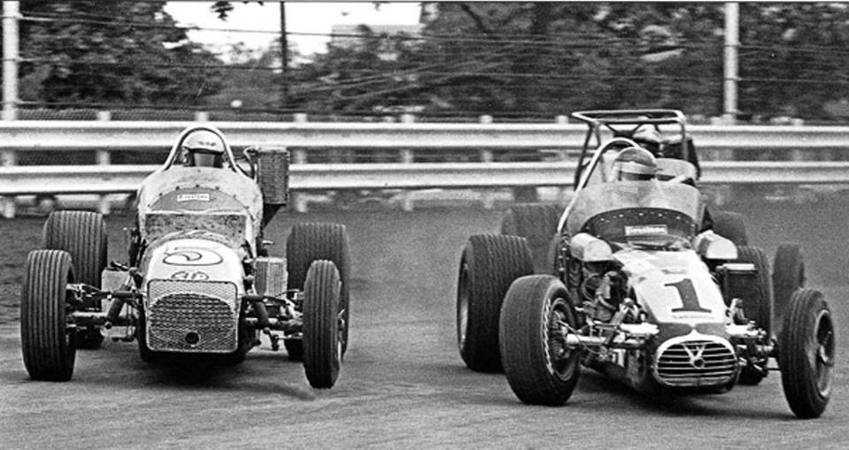 Why do we love #Indy500 like we do.? Because of the men we saw, the skill they had, the risks they took. Inches apart, dead sideways, no roll cage. Balls, Courage, Respect @MarioAndretti & Big Al, 1971 Hoosier 100 #INDYCAR #Legends