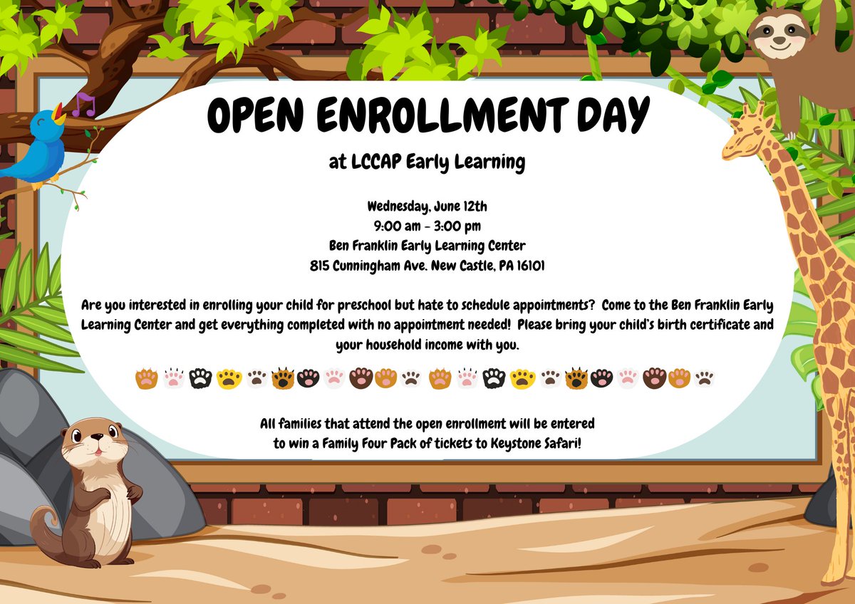 Mark your calendars!📆 Open enrollment day is Wednesday, June 12th at Ben Franklin Early Learning Center from 9am-3pm. Come and complete an application and intake without needing a scheduled appointment! #MarkYourCalendar #openenrollment #earlylearning #preschoolenrollment