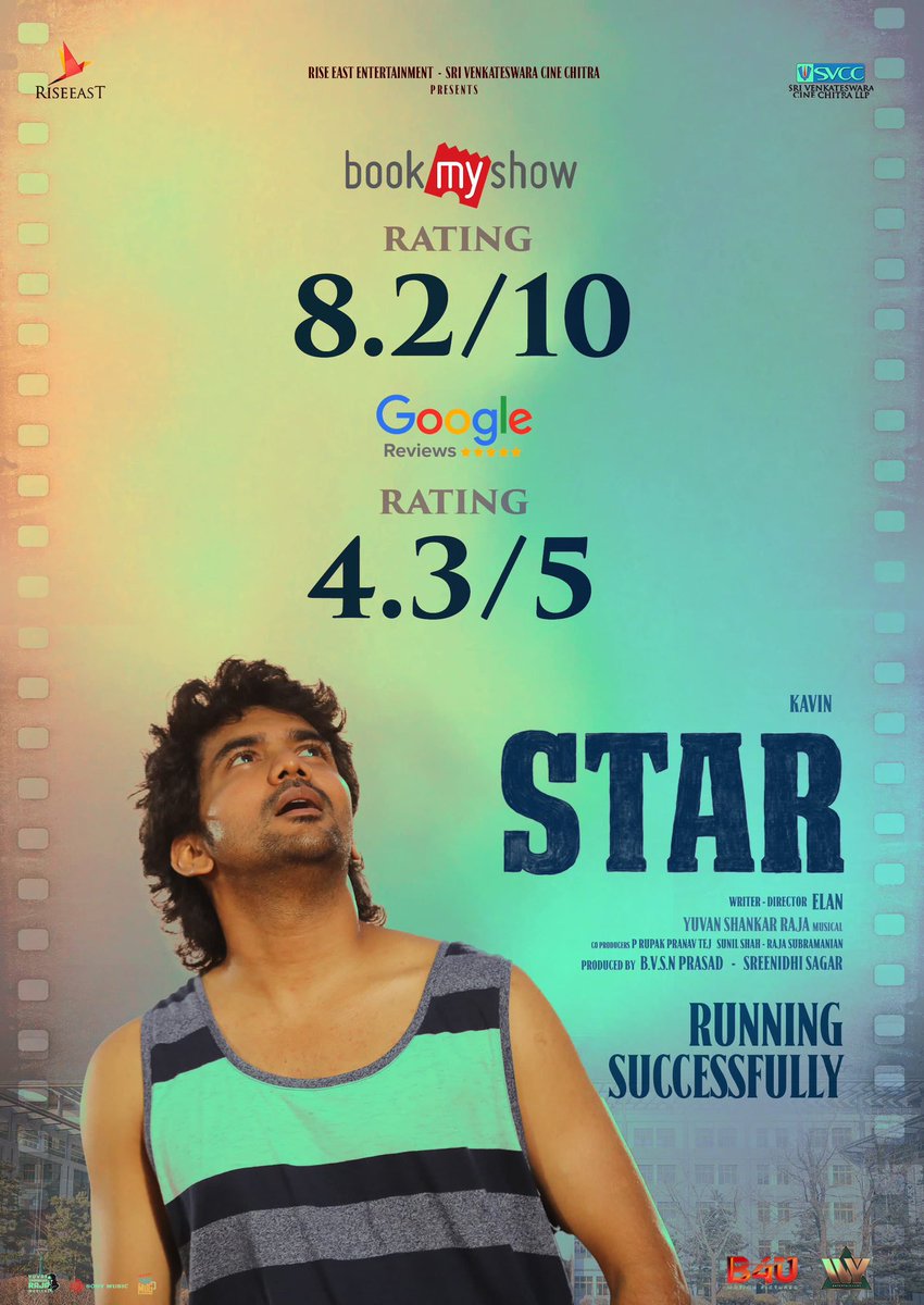 #STAR is shining bright with superb ratings from the audiences all round❤️ Experience the emotional #BlockbuSTAR in theatres now! #STARMOVIE ⭐ #KAVIN #ELAN #YUVAN #KEY @Kavin_m_0431 @elann_t @thisisysr @aaditiofficial @PreityMukundan @LalDirector @riseeastcre @SVCCofficial