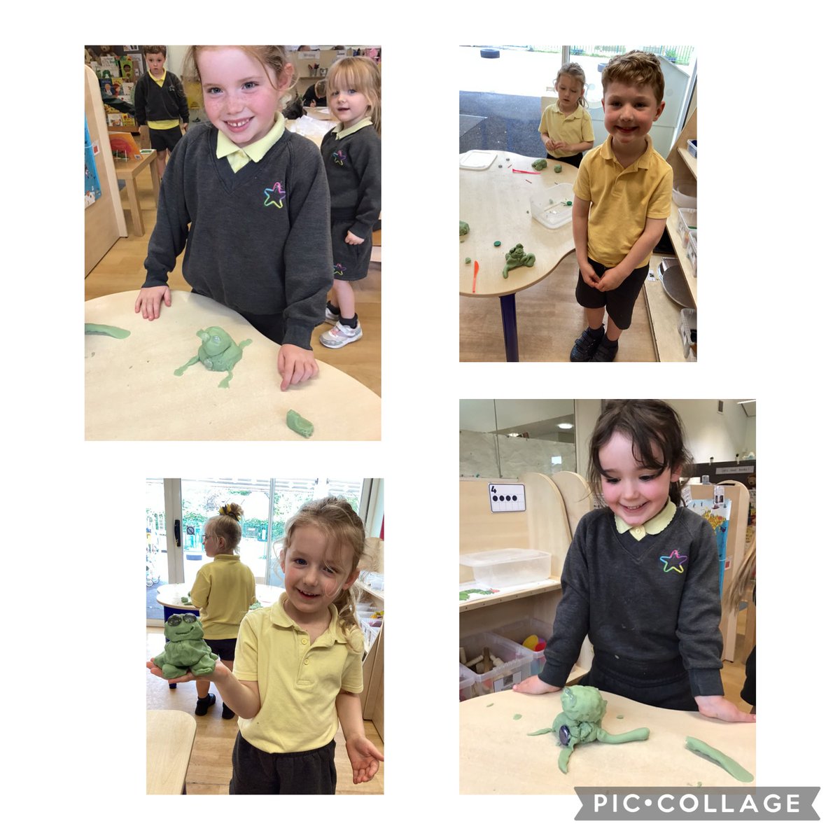 ReceptionTSP's tweet image. Reception have been using their skills in the play dough today to make frogs. Look how amazing they look! #TSPArt #Enjoy 🐸