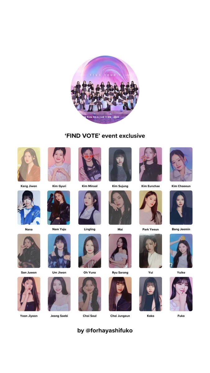 I-LAND2 ‘FIND VOTE’ event exclusive photocard template 아이랜드2 포카 리스트 found: Nana credits to the owners! #ILAND2 #아이랜드2