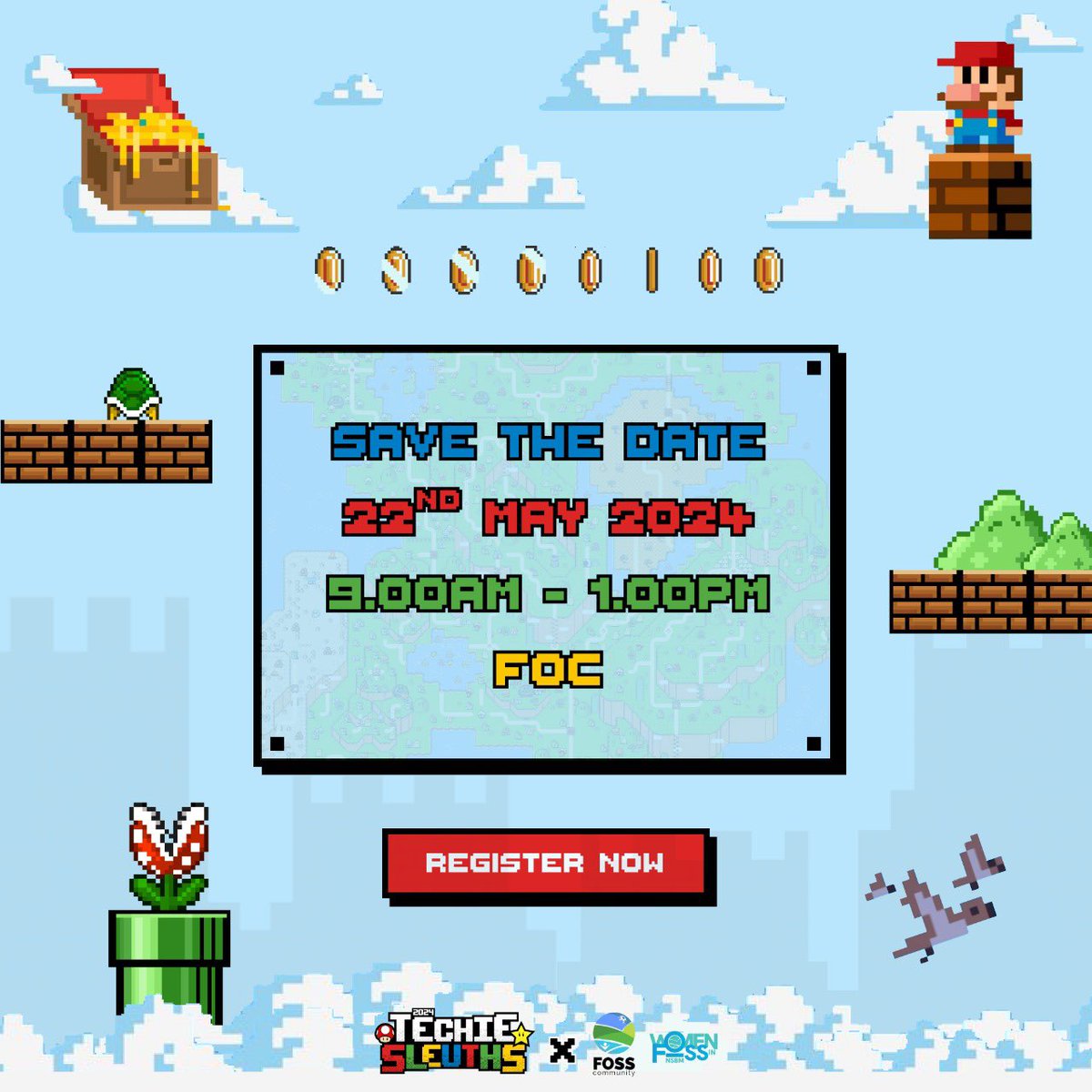 *Register Yourself Techies😍*
Mark your calendars and set your clocks because a techie adventure awaits!

📅 Date: 22nd May 2024
⏰ Time: 9 am onwards
📍 Location: Faculty of Computing

Register now👇🏻
techiesleuths24.fossnsbm.org

Let the countdown be

#fossnsbm #wifnsbm